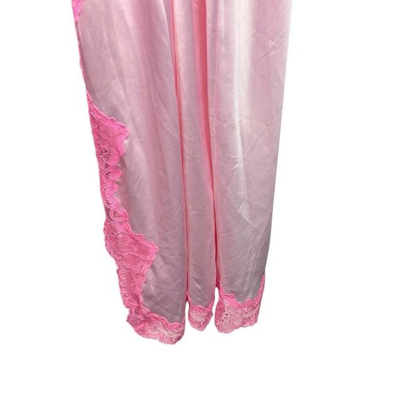 SKIMS Woven Shine Lace Long Dress Cherry Blossom Pink XS Satin Slip - Picture 9 of 16